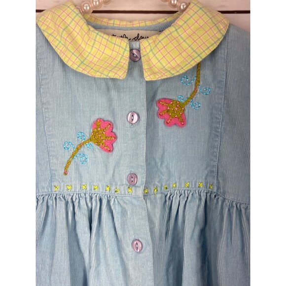 Two Turtle Doves Sweet Potatoes 4T Long Sleeve Blue Cordory‎ Button Up Dress - Picture 3 of 6